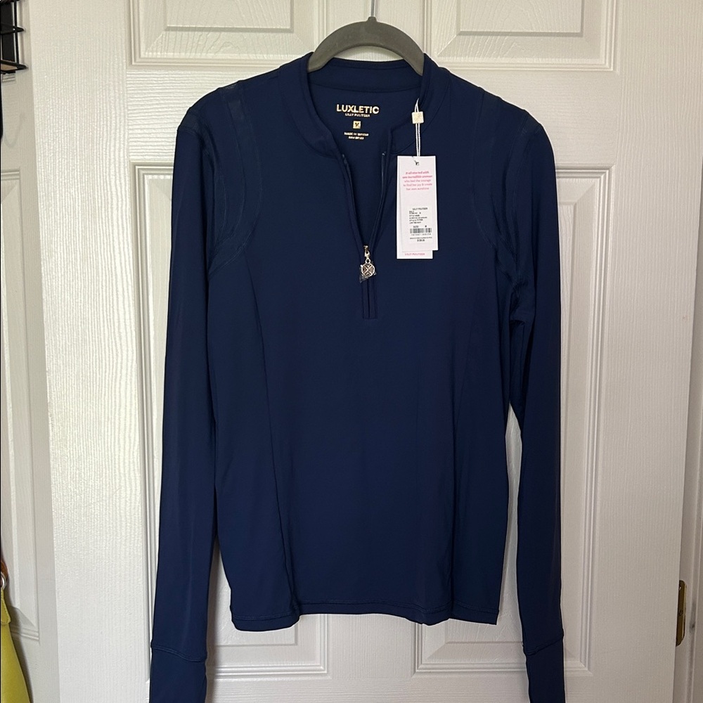 Lilly Pulitzer Islandia Half Zip Sunguard Low Tide Navy Size M